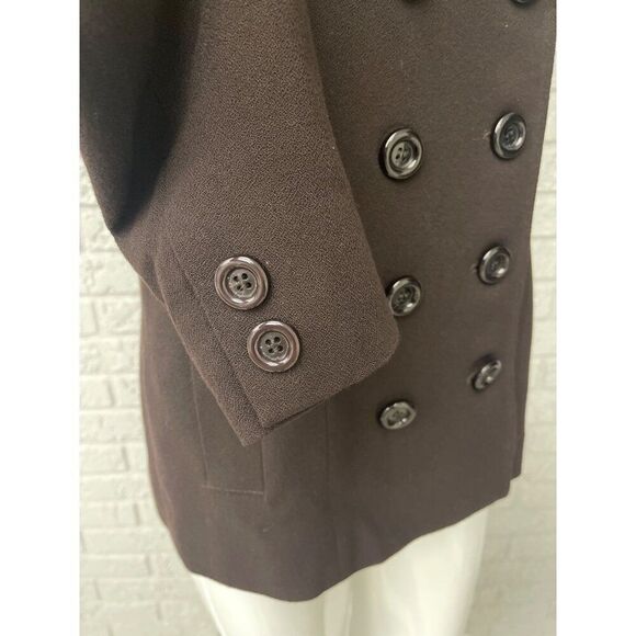 Express Tailleur Women Brown Wool Blend Double Breasted Jacket Size 7/8 - Picture 6 of 9